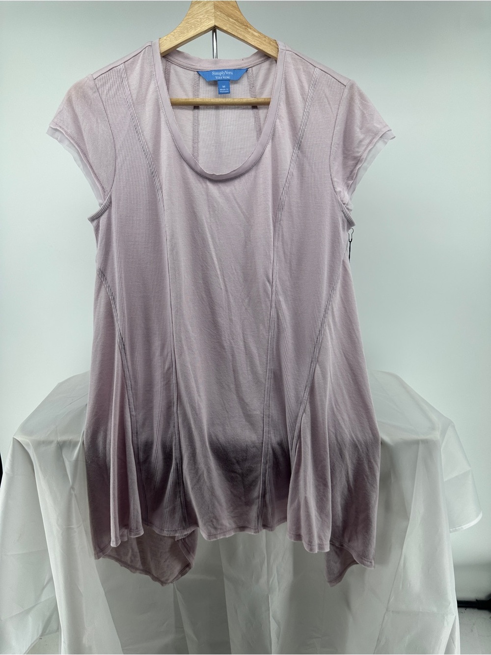 Simply Vera Vera Wang Women’s Top Lavender Sheer Breathable Asym Hem